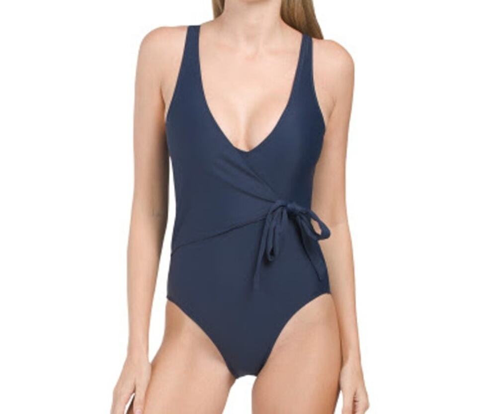 SUMMERSALT NWT The Perfect Wrap One-piece Swimsuit Bathing Suit Deep Sea Blue 20